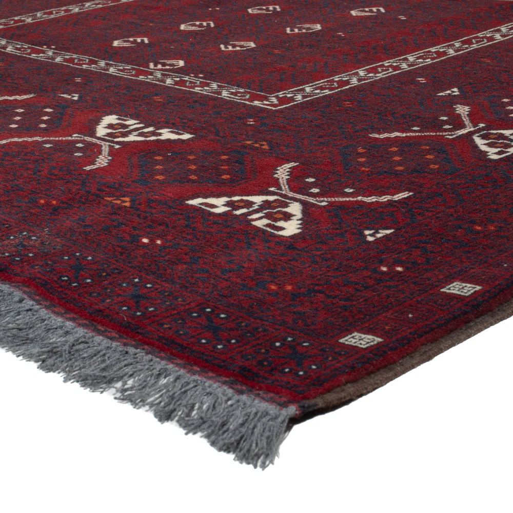 Afghansk teppe - 251 x 149 cm - mørk rød