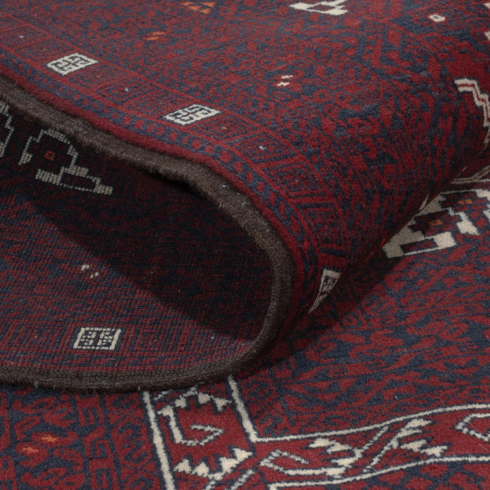 Afghansk teppe - 251 x 149 cm - mørk rød