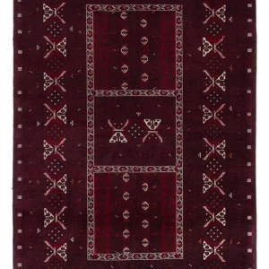 Afghansk teppe - 251 x 149 cm - mørk rød