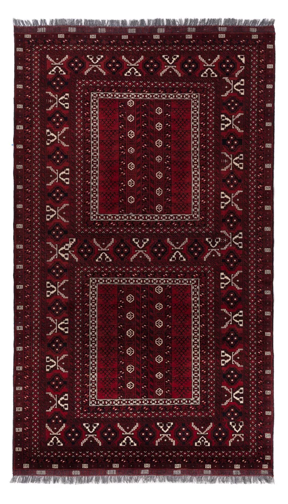 Afghansk teppe - 252 x 152 cm - mørk rød