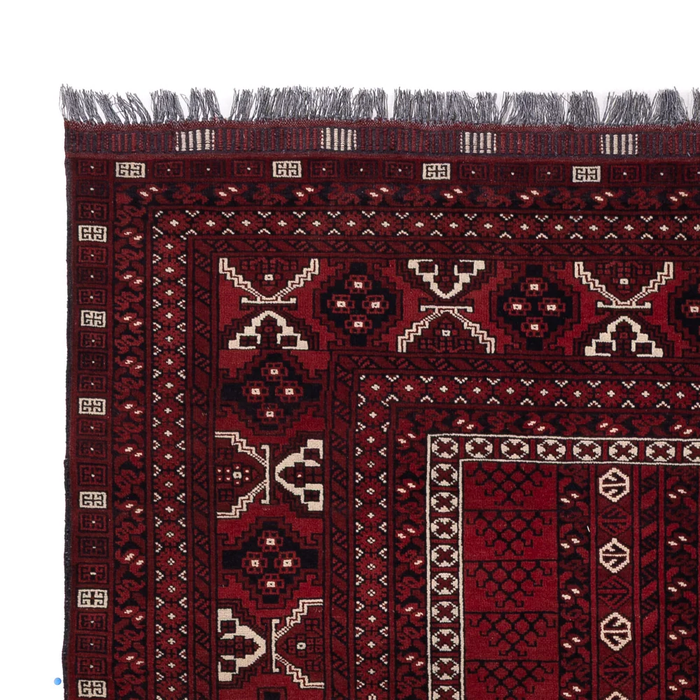 Afghansk teppe - 252 x 152 cm - mørk rød