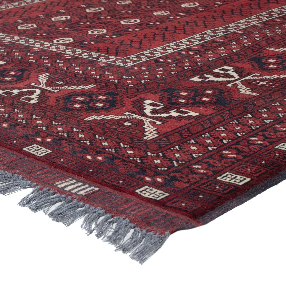 Afghansk teppe - 252 x 152 cm - mørk rød