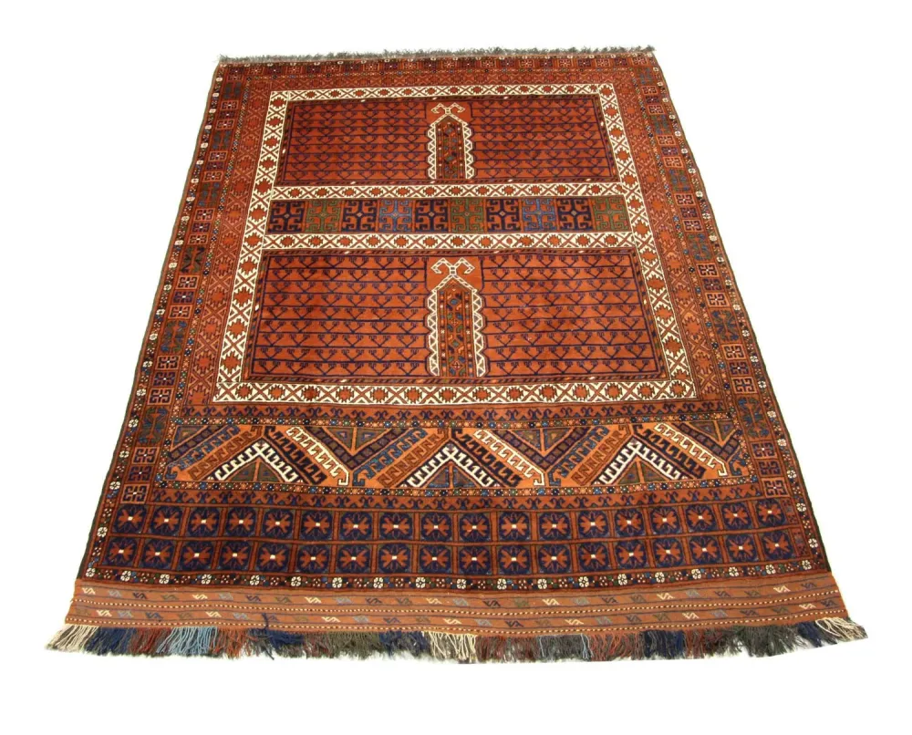 Afghansk teppe - 252 x 198 cm - brun