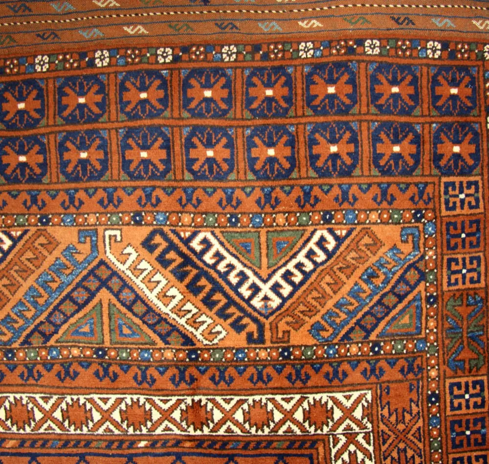 Afghansk teppe - 252 x 198 cm - brun