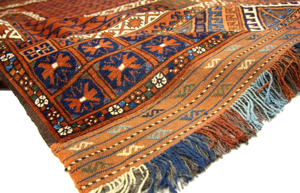 Afghansk teppe - 252 x 198 cm - brun