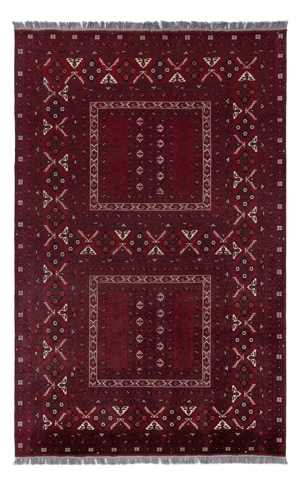 Afghansk teppe - 254 x 156 cm - mørk rød