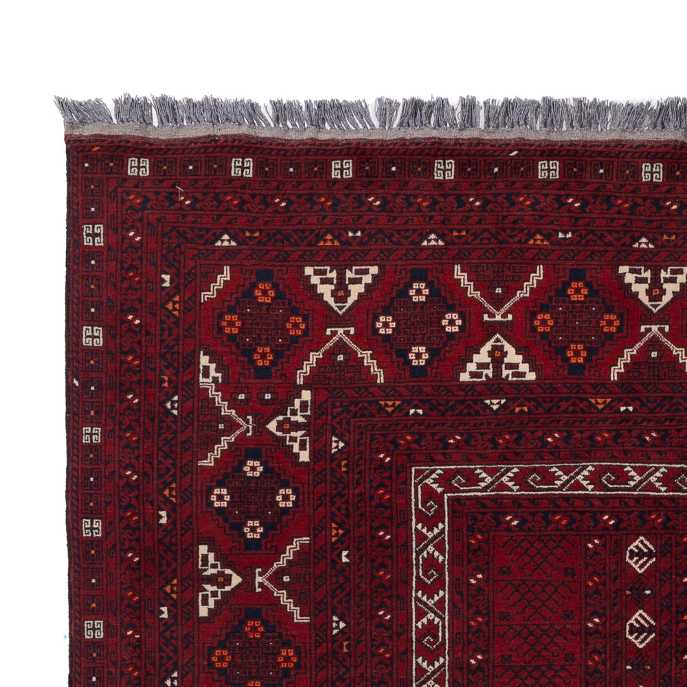 Afghansk teppe - 254 x 156 cm - mørk rød
