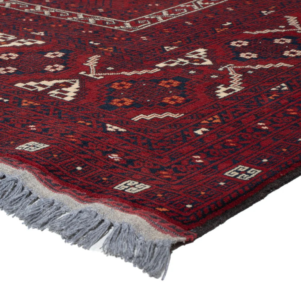 Afghansk teppe - 254 x 156 cm - mørk rød