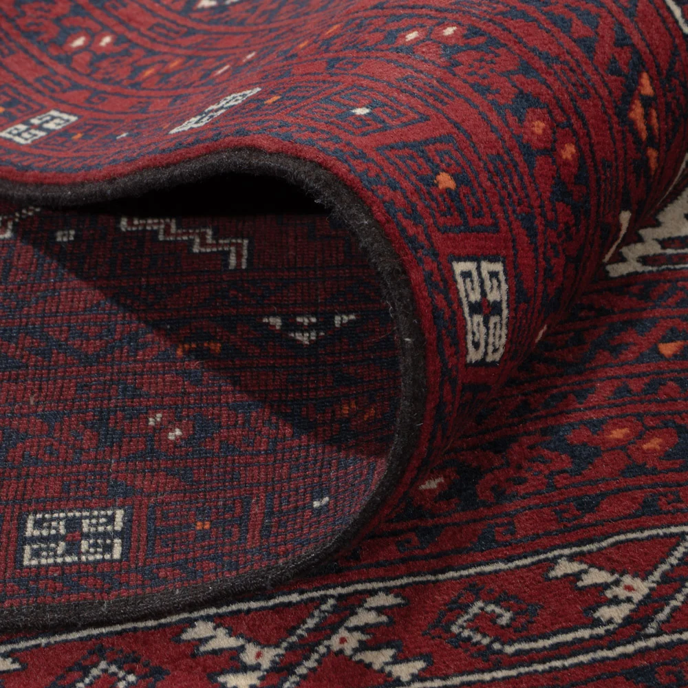 Afghansk teppe - 254 x 156 cm - mørk rød
