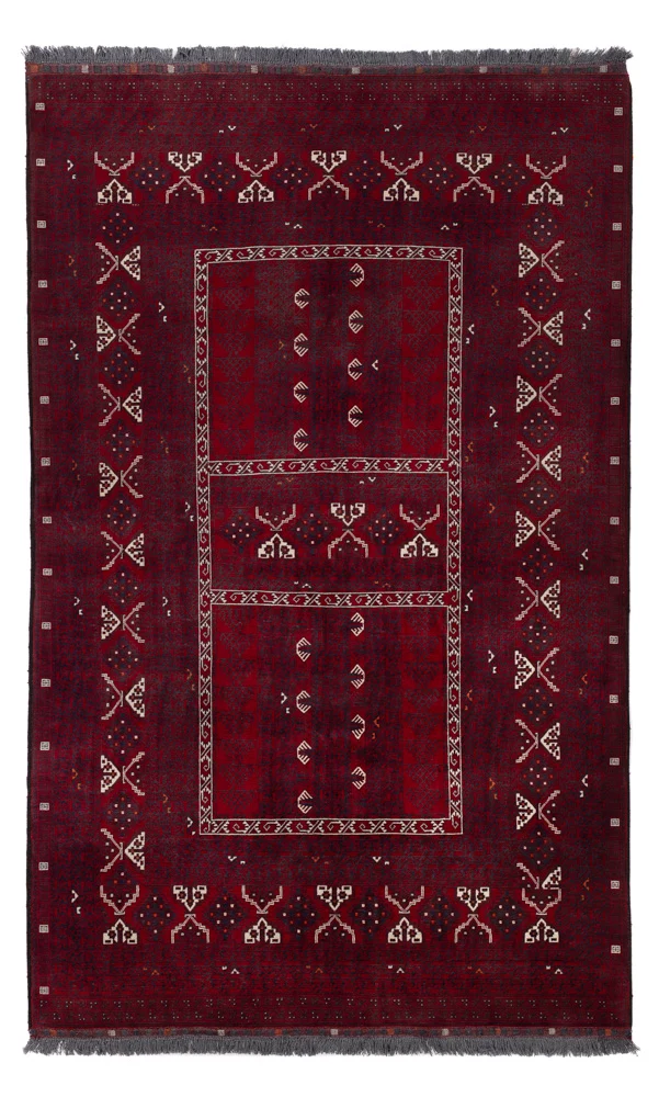 Afghansk teppe - 255 x 155 cm - mørk rød