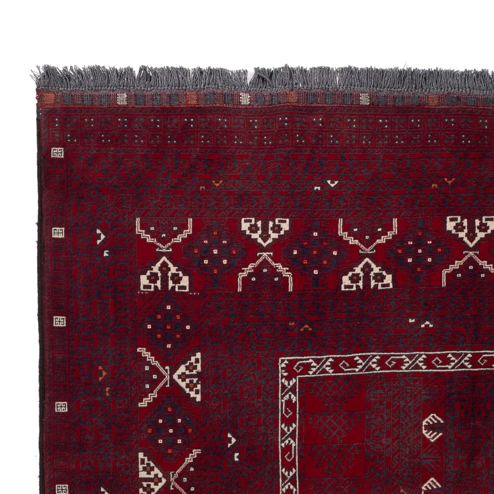 Afghansk teppe - 255 x 155 cm - mørk rød