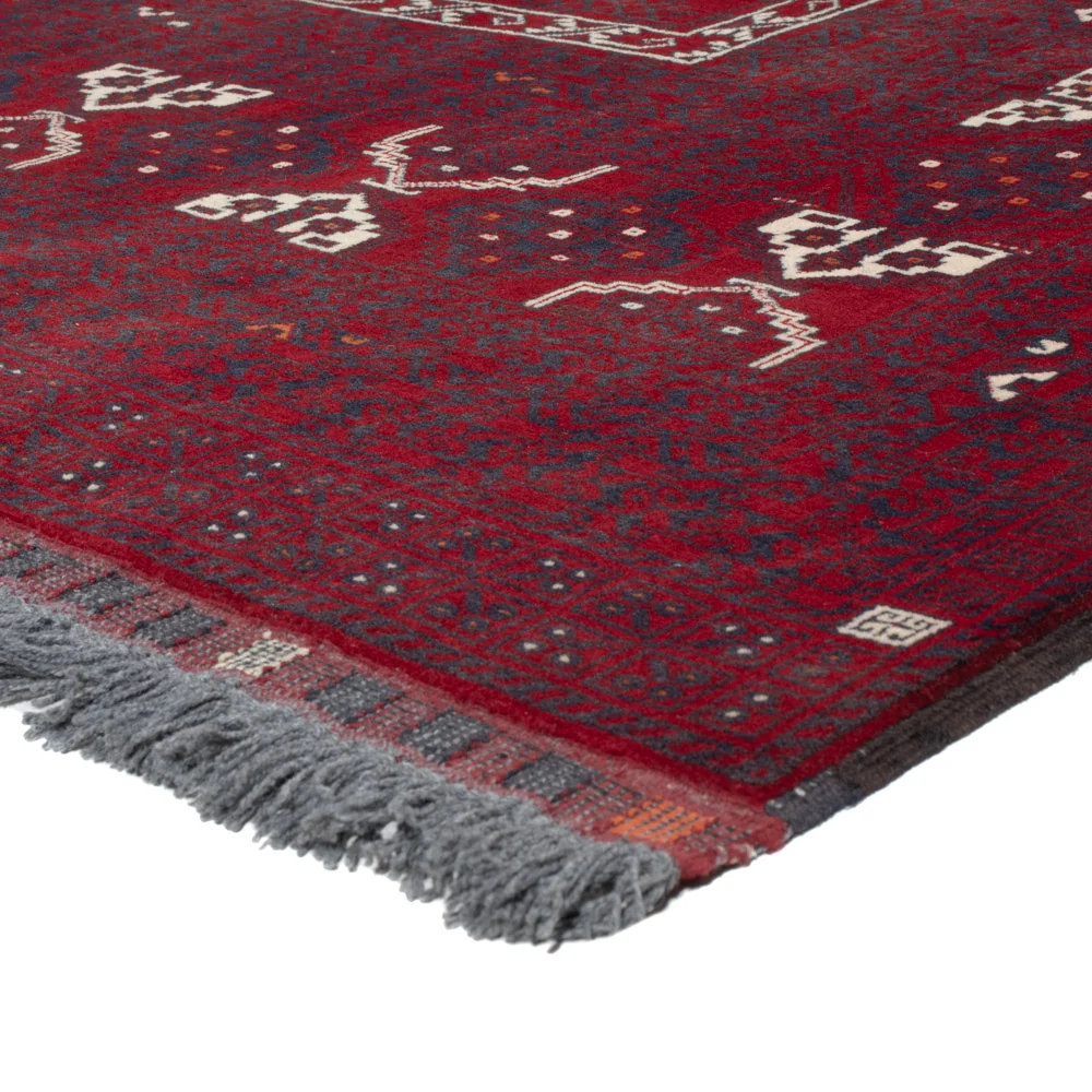 Afghansk teppe - 255 x 155 cm - mørk rød