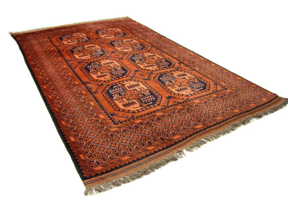 Afghansk teppe - 290 x 208 cm - oransje