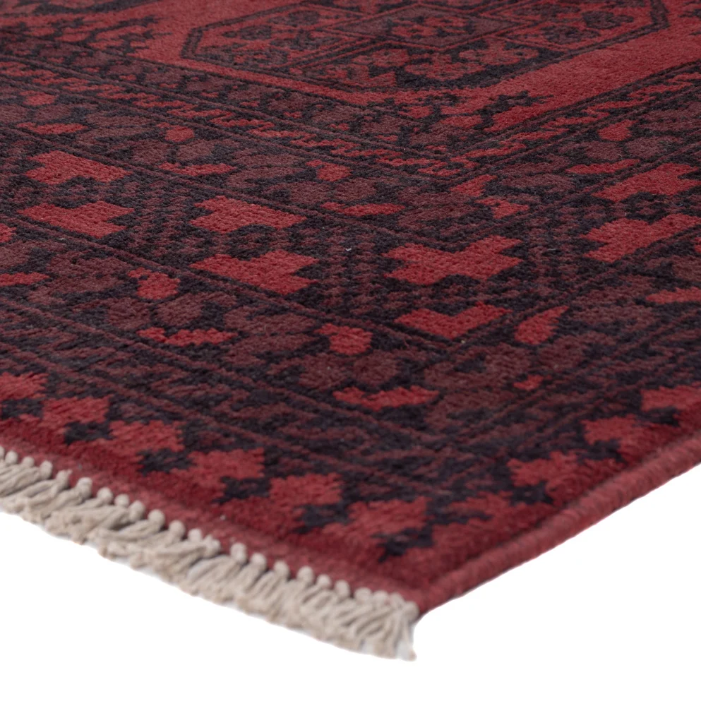 Afghansk teppe - Filpa - 198 x 142 cm - mørk rød
