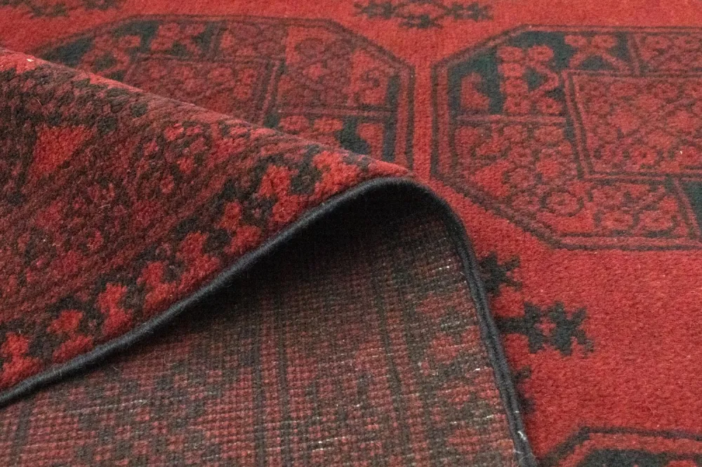 Afghansk teppe - Filpa - 345 x 256 cm - mørk rød