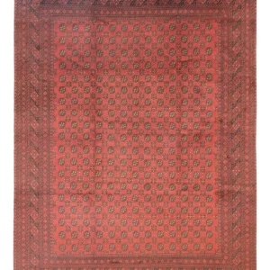 Afghansk teppe - Filpa - 391 x 299 cm - mørk rød