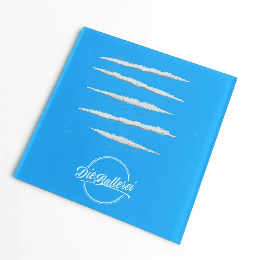 Akrylglassplate med «Lines»-motiv – Lyseblå (12 x 12 cm, 3 mm tykkelse)
