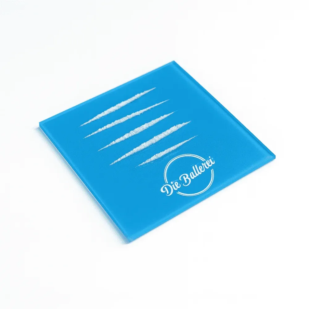 Akrylglassplate med «Lines»-motiv – Lyseblå (12 x 12 cm, 3 mm tykkelse)