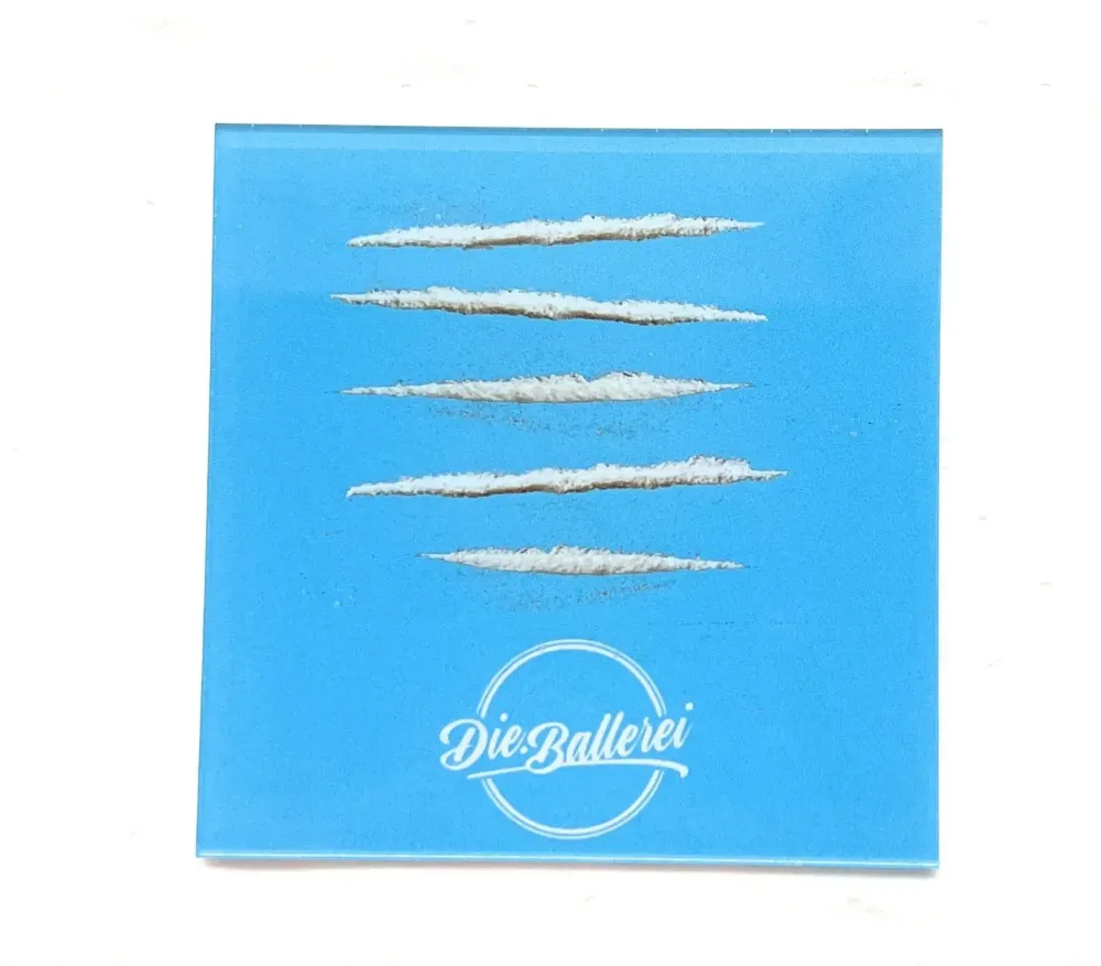 Akrylglassplate med «Lines»-motiv – Lyseblå (12 x 12 cm, 3 mm tykkelse)
