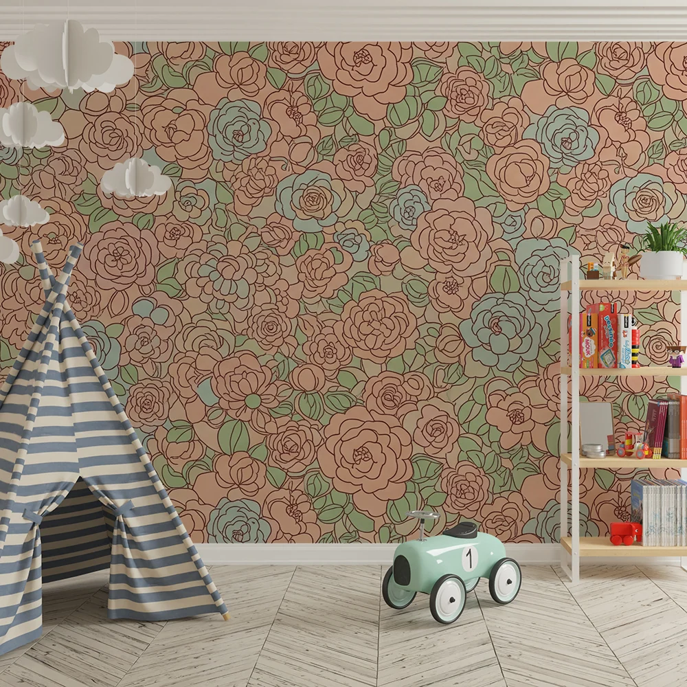 Babyromspapir | Delikate blomster i pastellfarger