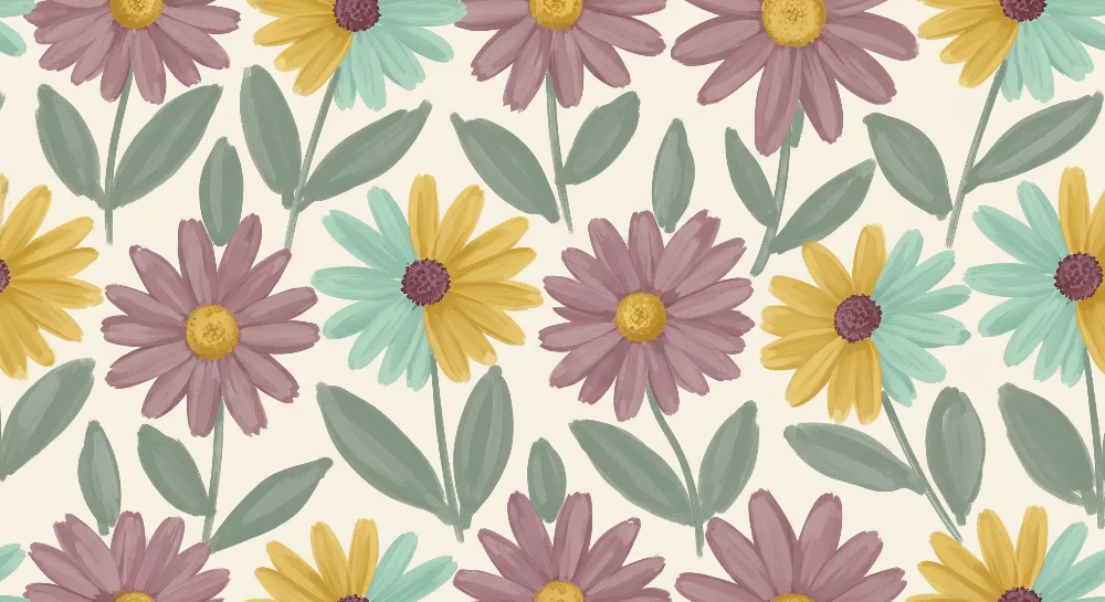 Babyromspapir | Fargerike blomster og mykt løvverk en blomstrende atmosfære
