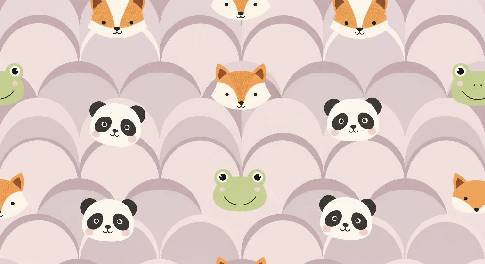 Babyromspapir | Søte dyr med frosk, panda og rev