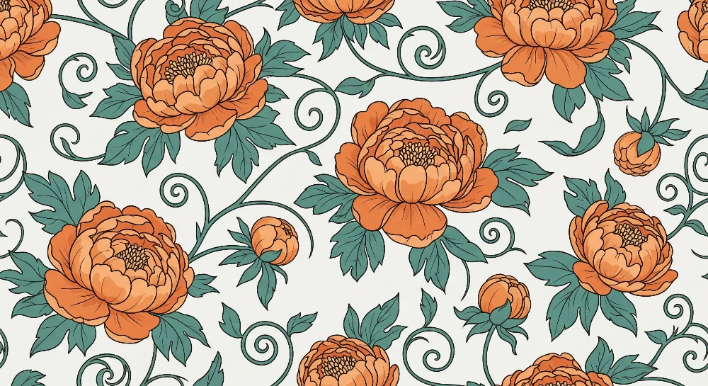 Babyromsveggtapet | Appelsinblomster og frodig løvverk