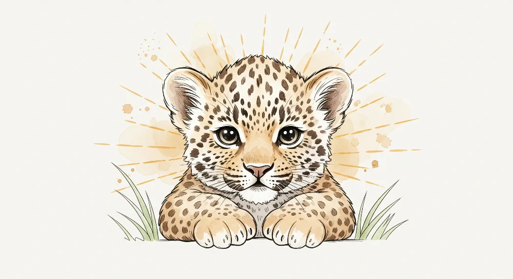Babyromsveggtapet | Søt liten leopard med lysglimt
