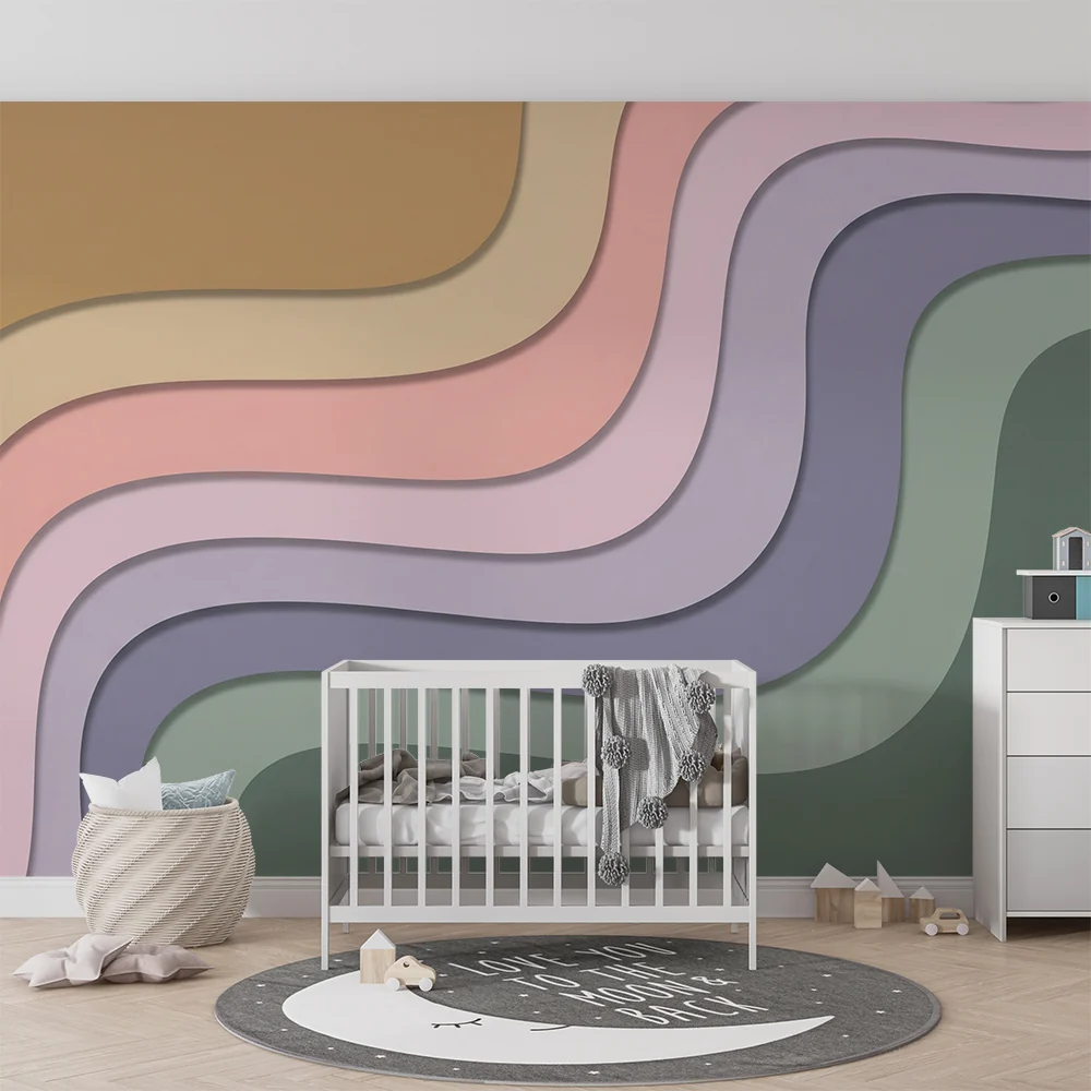 Babyromsveggtapet | Myke og beroligende fargebølger