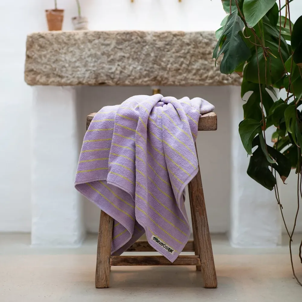 Badehåndkle Lilac & Neon Yellow 70x140