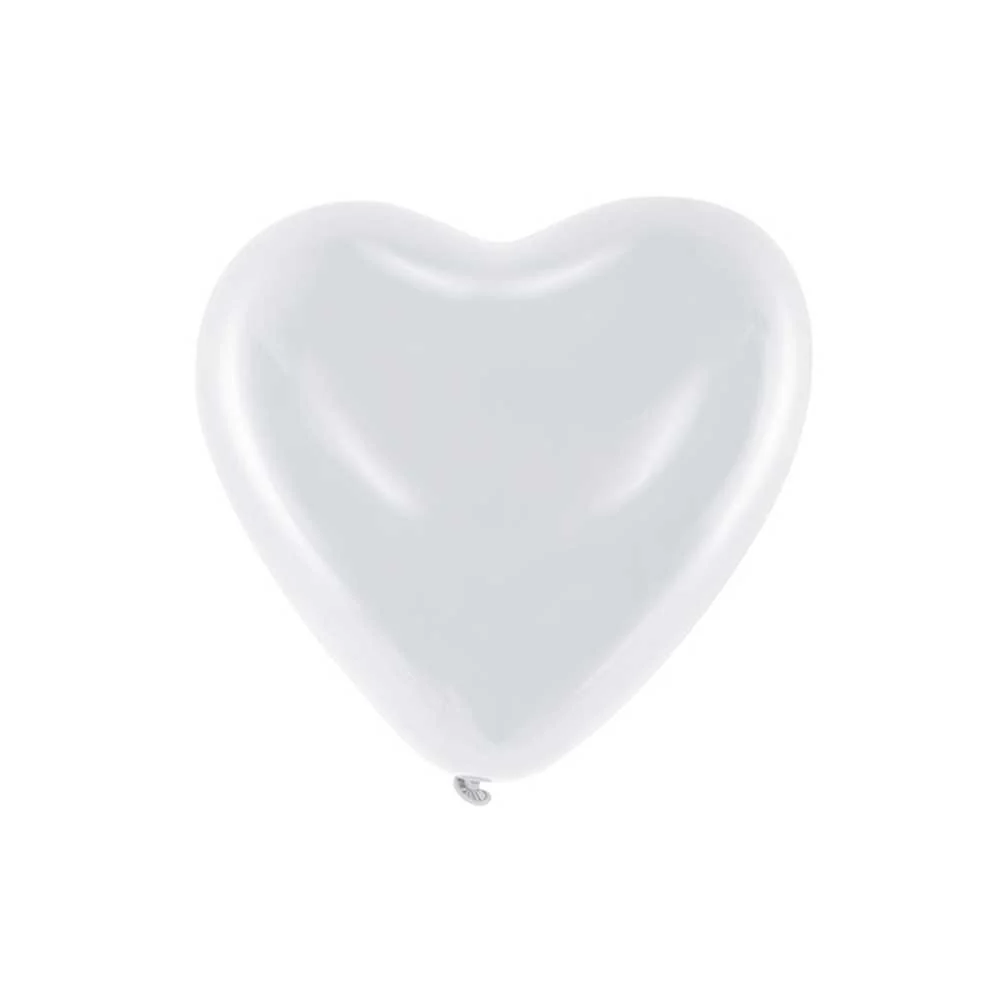 Ballonger Hjerteformet Hvit 6 stk.