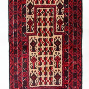 Balutsj-teppe - 125 x 74 cm - rød