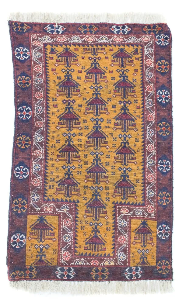 Balutsj-teppe - 131 x 74 cm - gul