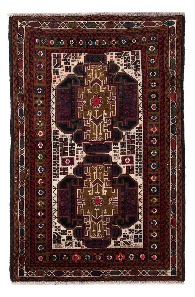 Balutsj-teppe - 134 x 84 cm - flerfarget