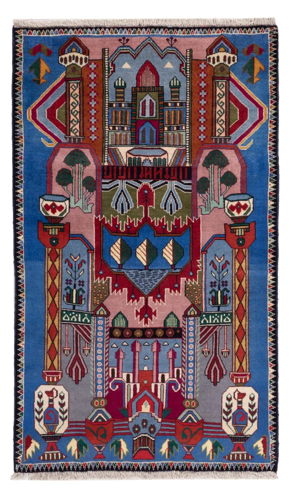 Balutsj-teppe - 140 x 90 cm - blå