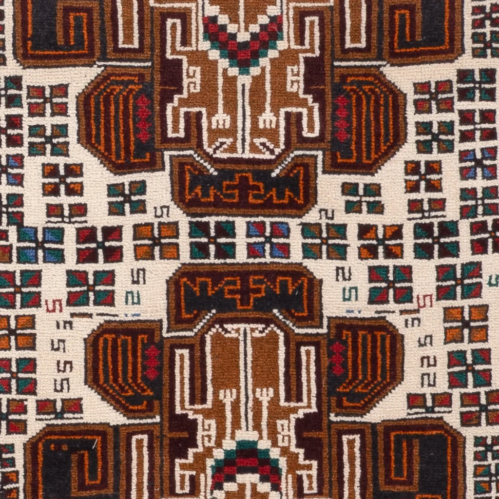 Balutsj-teppe - 140 x 90 cm - krem