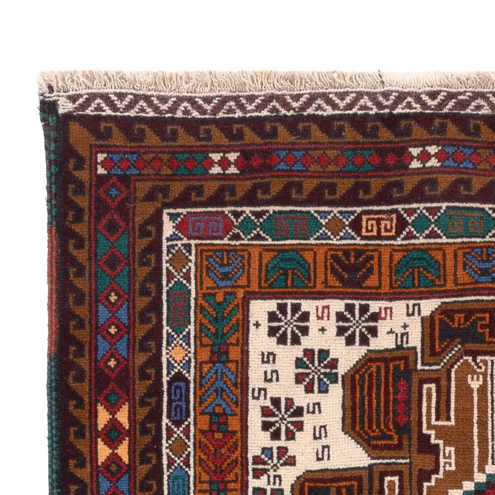 Balutsj-teppe - 140 x 90 cm - krem