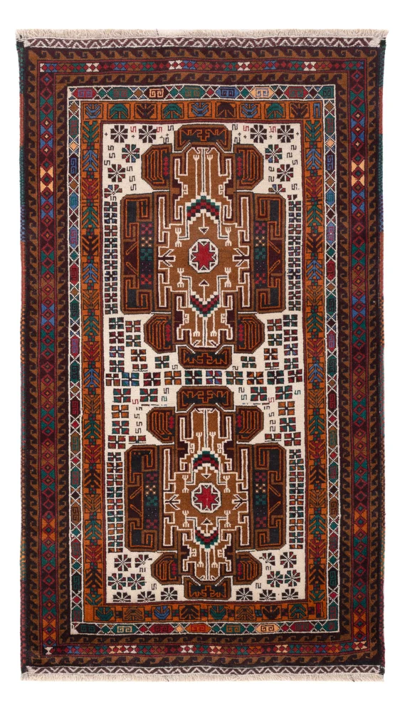 Balutsj-teppe - 140 x 90 cm - krem