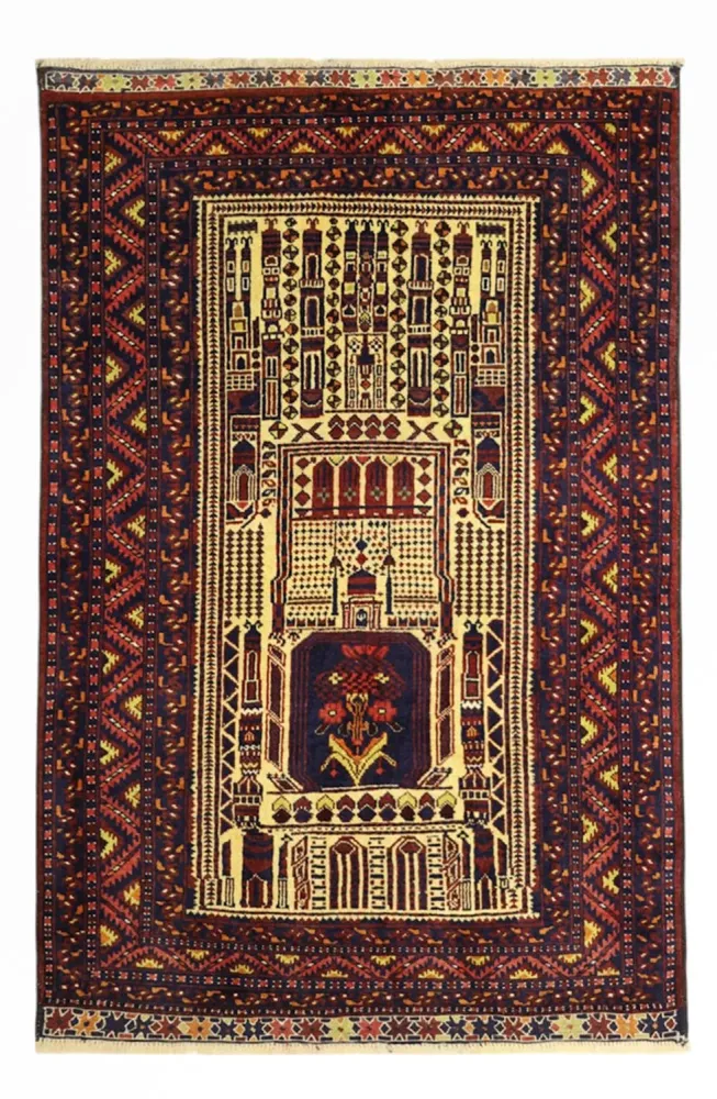 Balutsj-teppe - 142 x 96 cm - flerfarget