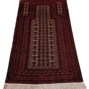 Balutsj-teppe - 156 x 88 cm - mørk rød
