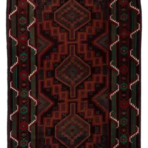 Balutsj-teppe - 183 x 114 cm - mørk rød