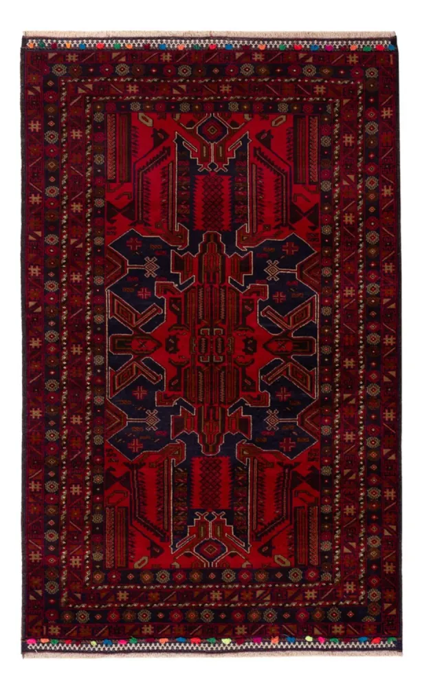 Balutsj-teppe - 184 x 116 cm - mørk rød