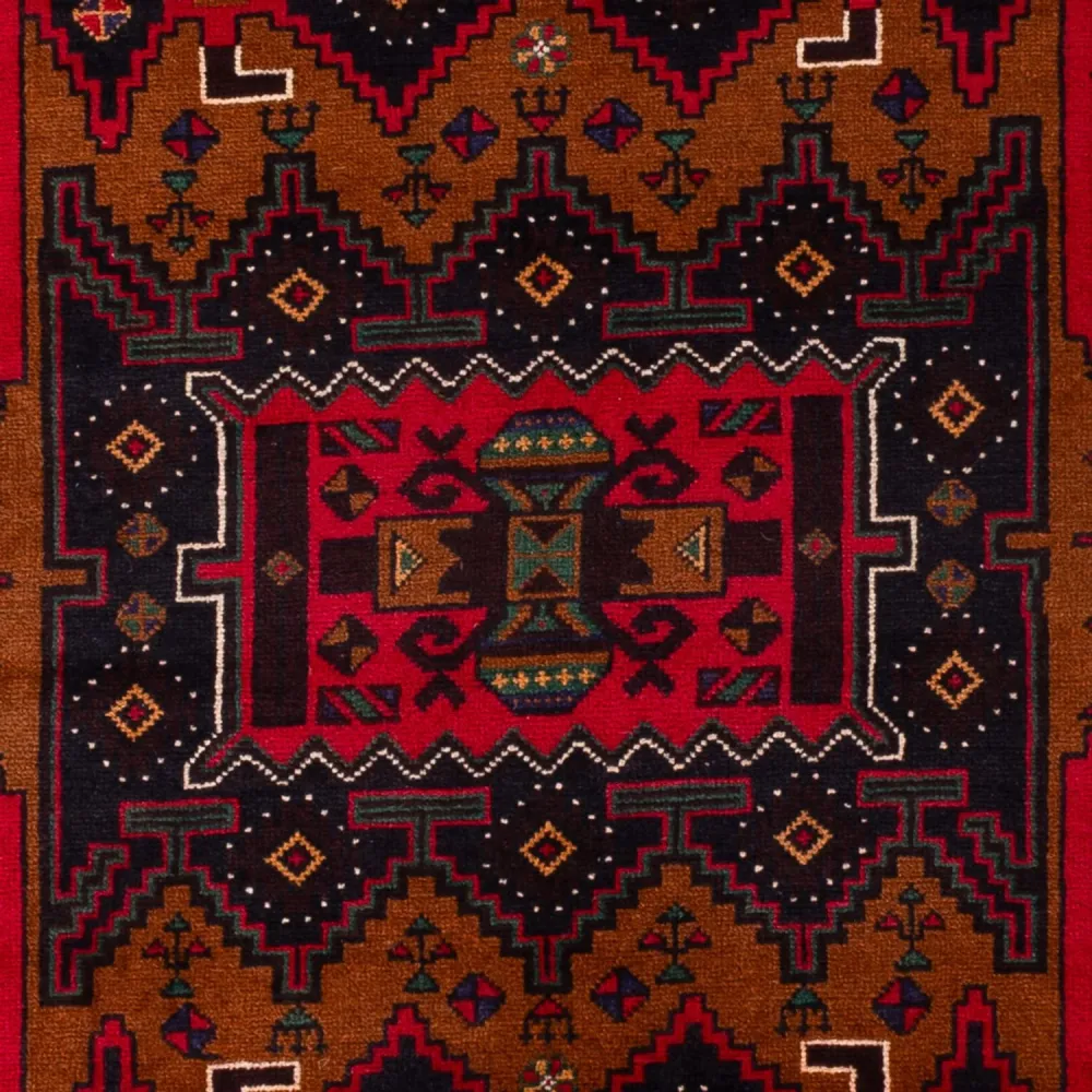 Balutsj-teppe - 195 x 117 cm - mørk rød