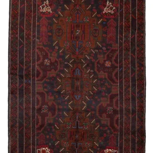 Balutsj-teppe - 195 x 120 cm - mørk rød