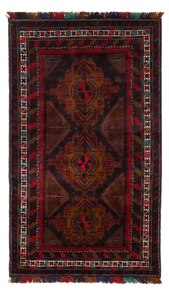 Balutsj-teppe - 198 x 116 cm - mørk rød