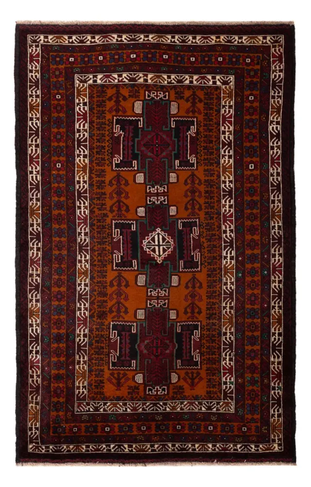 Balutsj-teppe - 198 x 123 cm - mørk rød