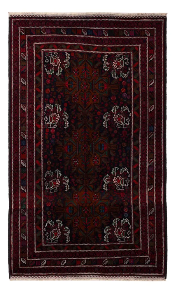 Balutsj-teppe - 202 x 119 cm - mørk rød