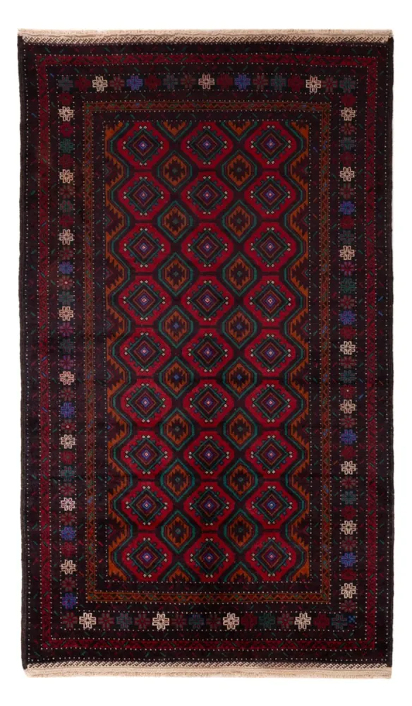 Balutsj-teppe - 203 x 120 cm - mørk rød