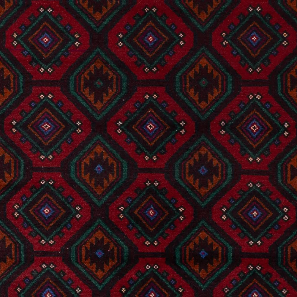 Balutsj-teppe - 203 x 120 cm - mørk rød