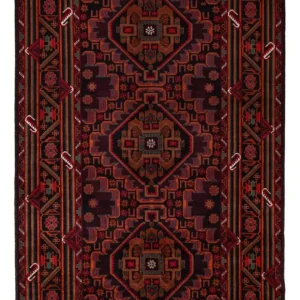 Balutsj-teppe - 206 x 117 cm - mørk rød